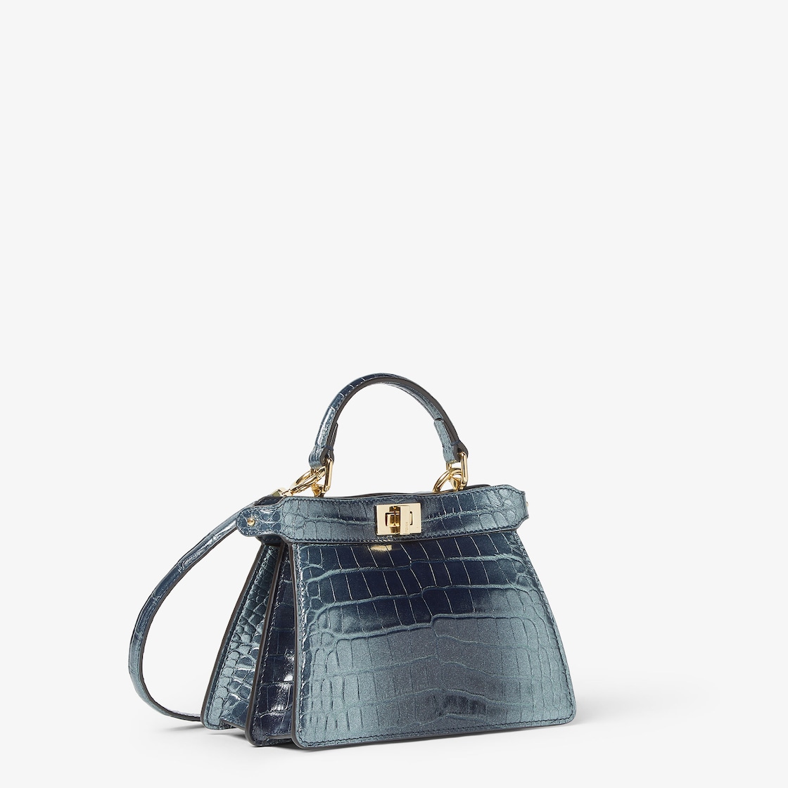FENDI Peekaboo ISeeU Petite Glitter-effect blue crocodile bag - Image 6